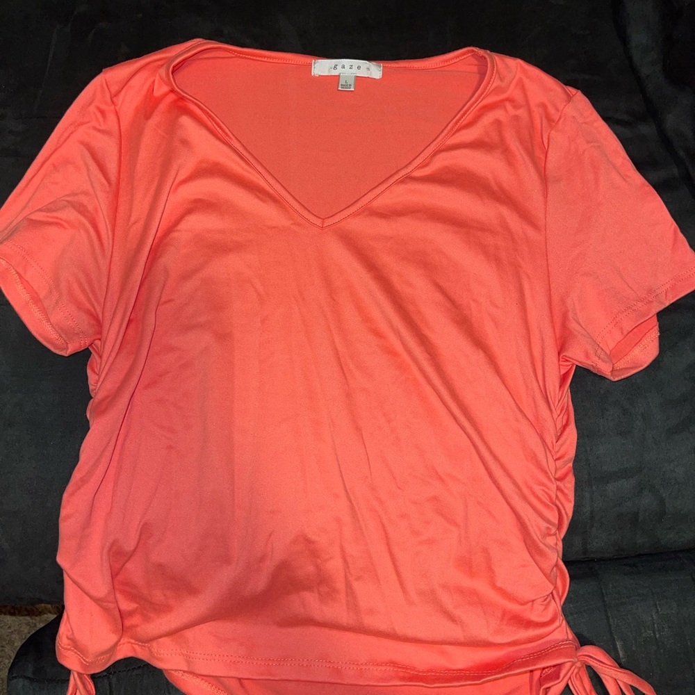 Women's Coral V-Neck Top